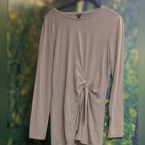 Ann Taylor Beige Long Sleeve Light Sweater With Side Knot